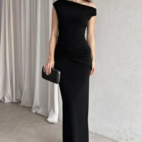 One Shoulder Ruched Maxi Dress