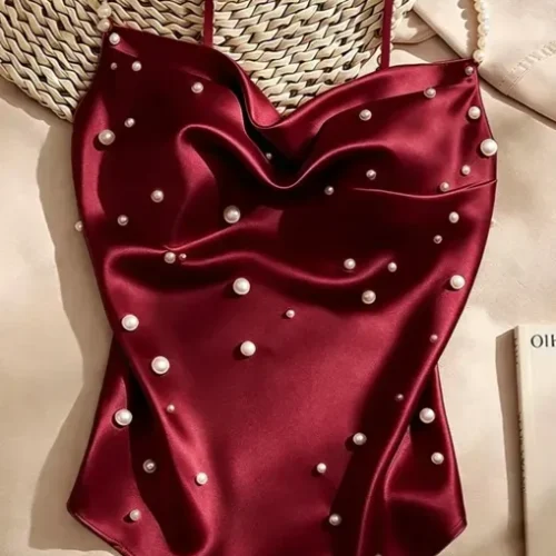 Pearl Embellished Asymmetric Top